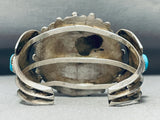 Important Vintage Native American Navajo Basket Sterling Silver Turquoise Bracelet, Heavy-Nativo Arts