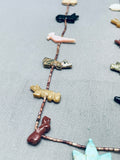 Special Vintage Native American Zuni Turquoise Sterling Silver Necklace Fetishes-Nativo Arts