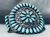 Sylvia Chee Native American Navajo Cluster Sleeping Beauty Turquoise Sterling Silver Bracelet-Nativo Arts