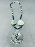 One Of Most Unique Vintage Native American Navajo Royston Turquoise Sterling Silver Necklace-Nativo Arts