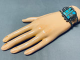 One Of The Most Unique Vintage Native American Navajo Turquoise Inlay Sterling Silver Bracelet-Nativo Arts