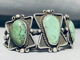 Sturdy Vintage Native American Navajo Green Turquoise Sterling Silver Bracelet-Nativo Arts