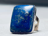 One Of The Biggest Vintage Native American Navajo Lapis Sterling Silver Ring-Nativo Arts