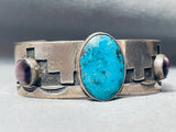 Pueblo Amethyst Vintage Native American Navajo Turquoise Sterling Silver Bracelet-Nativo Arts