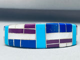 6.5 Inch Wrist Southwest Vintage Sterling Silver Inlay Bracelet-Nativo Arts