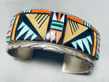 6.5 Inch Wrist Vintage Zuni Extreme Inlay Sterling Silver Bracelet-Nativo Arts