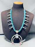 Cardinal And Kachina Native American Navajo Turquoise Sterling Silver Squash Blossom Necklace-Nativo Arts