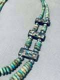 One Of Most Stellar Vintage Navajo Green Turquoise Sterling Silver Necklace-Nativo Arts
