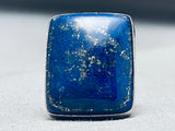 One Of The Biggest Vintage Native American Navajo Lapis Sterling Silver Ring-Nativo Arts