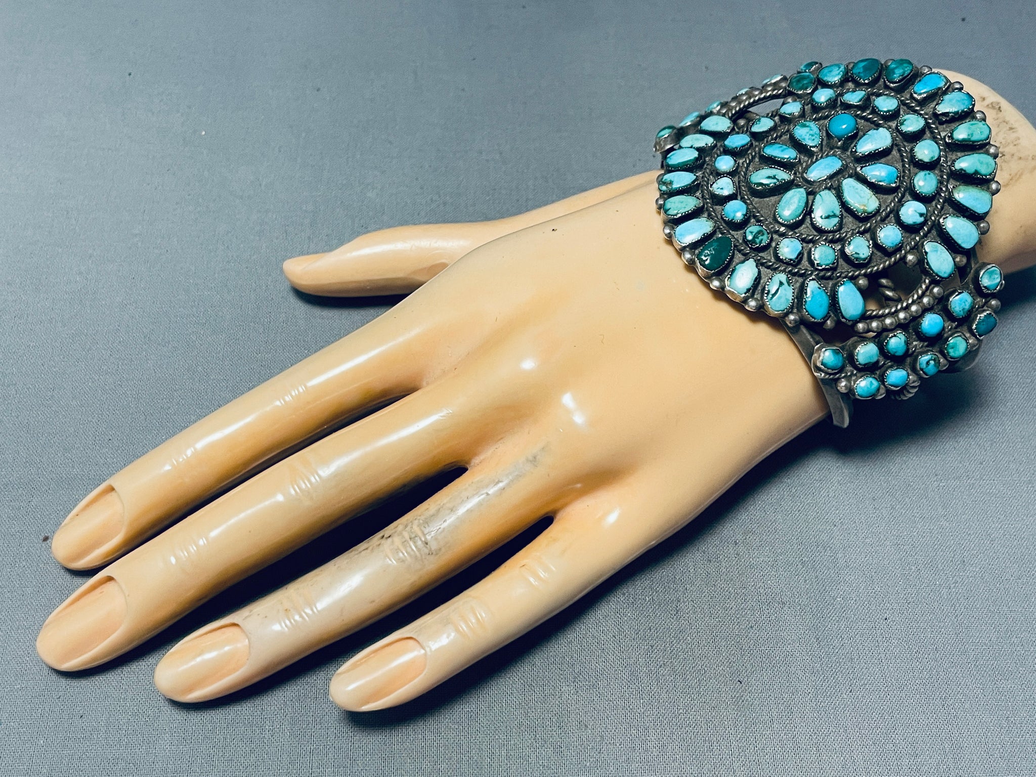BRACELET NAVAJO ANCIEN EN ARGENT STERLING ET TURQUOISE - ANTIQUE