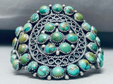 Very Rare Big Vintage Native American Navajo Green Turquoise Sterling Silver Bracelet-Nativo Arts