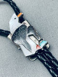 Intricate Eagle Vintage Native American Zuni Sterling Silver Bolo Tie-Nativo Arts