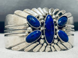 Important Veronica Chee Vintage Native American Navajo Lapis Sterling Silver Bracelet-Nativo Arts