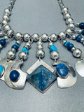 The Coolest Vintage Native American Navajo Lapis Sterling Silver Necklace-Nativo Arts