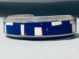 One Of The Best Vintage Native American Navajo Midnight Lapis Sterling Silver Bracelet Inlay-Nativo Arts