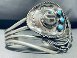 Cowboy Up Native American Navajo Sterling Silver Turquoise Lasso Bracelet Cuff-Nativo Arts