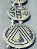 Native American Gasp! Vintage Navajo Sterling Silver Geomtric Squash Blossom Necklace-Nativo Arts