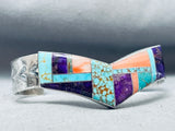 One Of The Best Ever Vintage Native American Navajo Turquoise Inlay Sterling Silver Bracelet-Nativo Arts