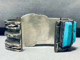 One Of Most Unique Ever Vintage Native American Navajo Inlay Turquoise Sterling Silver Bracelet-Nativo Arts