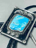 Best Vintage Native American Navajo Pilot Mountain Turquoise Sterling Silver Bolo Tie-Nativo Arts