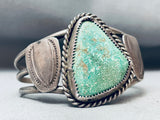 Rare Vintage Native American Navajo Triangle Royston Turquoise Sterling Silver Bracelet-Nativo Arts