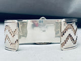 One Of The Best Vintage Native American Navajo Azurite Sterling Silver Bracelet Cuff-Nativo Arts