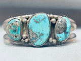 Superior Vintage Native American Navajo Morenci Turquoise Sterling Silver Bracelet-Nativo Arts