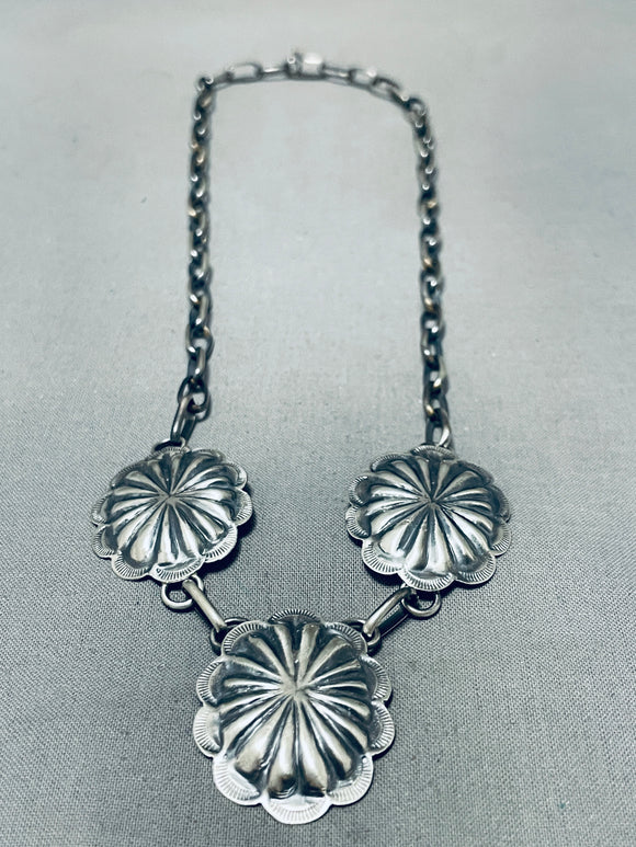 Shells Of Conchos Hand Tooled Native American Navajo Sterling Silver Necklace-Nativo Arts