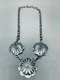 Shells Of Conchos Hand Tooled Native American Navajo Sterling Silver Necklace-Nativo Arts