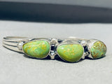 Rare Vintage Laguna Zuni Signed 3 Royston Turquoise Silver Bracelet-Nativo Arts