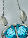 The Best Vintage Native American Navajo Two Stone Turquoise Sterling Silver Necklace-Nativo Arts