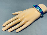 6 Inch Wrist Important Vintage Native American Navajo Turquoise Inlay Sterling Silver Bracelet-Nativo Arts