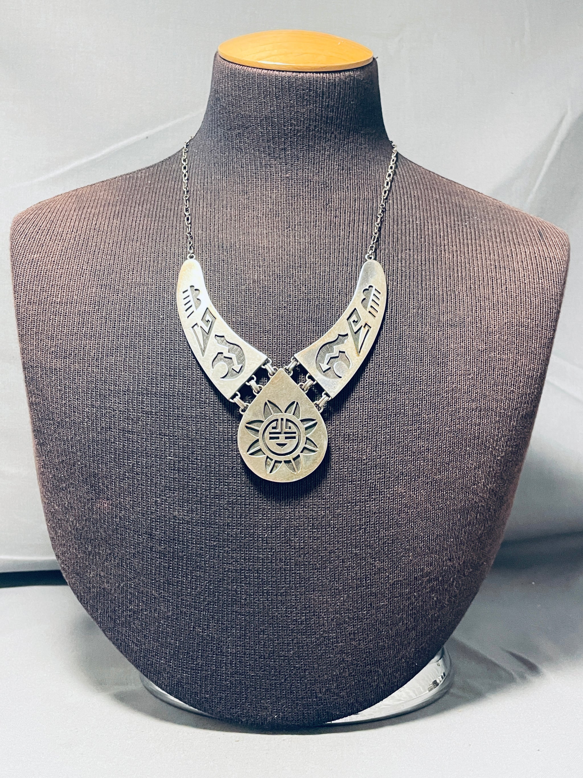 Rare Vintage Native American Hopi Sterling Silver Chiseled Overlay