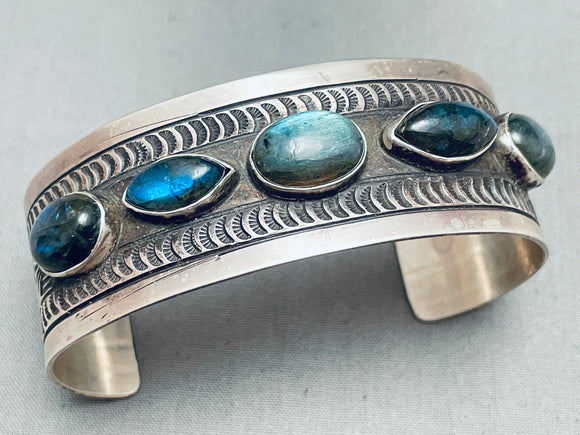 One Of The Most Unique Navajo Abalone Shell Sterling Silver Bracelet-Nativo Arts
