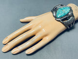 Gasp! Vintage Navajo Royston Turquoise Sterling Silver Leaf Bracelet-Nativo Arts