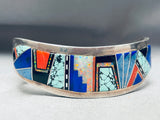 Brian Yazzie 6.5 Inch Wrist Vintage Native American Navajo Sterling Silver Bracelet Turquoise-Nativo Arts