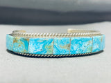 Native American Stunning Inlay Navajo Turquoise Sterling Silver Bracelet-Nativo Arts