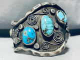 115 Grams Mens Vintage Native American Navajo Turquoise Sterling Silver Bracelet-Nativo Arts