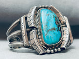 Thicker Vintage Native American Navajo Morenci Turquoise Sterling Silver Bracelet Old-Nativo Arts