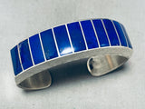 5.5 Inch Wrist Vintage Native American Zuni Lapis Inlay Sterling Silver Bracelet-Nativo Arts