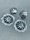 Yazzie Hand Tooled Vintage Native American Navajo Sterling Silver Earrings-Nativo Arts