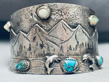 Opal Dolphin Mountain!!! Vintage Native American Navajo Sterling Silver Bracelet!-Nativo Arts