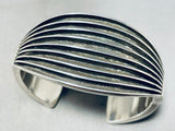 One Of The Coolest Vintage Native American Navajo Shadow Sterling Silver Bracelet-Nativo Arts