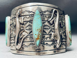 124 Grams Native American Kewa Green Turquoise Sterling Silver Bracelet Cuff-Nativo Arts