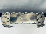 Gorgeous Vintage Native American Navajo Chim Butte Shell Sterling Silver Jet Bracelet-Nativo Arts