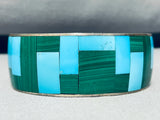 Best 7 Inch Wrist Vintage Native American Navajo Mlacht Turquoise Sterling Silver Inlay Bracelet-Nativo Arts