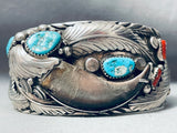 Powerful Bear Vitnage Native American Navajo Turquoise Sterling Silver Bracelet-Nativo Arts