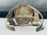 Superior Vintage Native American Navajo Easter Blue Turquoise Sterling Silver Leaf Bracelet-Nativo Arts