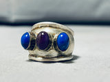 Exquisite Vintage Native American Navajo Sugulite Lapis Sterling Silver Ring-Nativo Arts