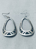 Thomas Singer Breathtaking Vintage Native American Navajo Overlay Sterling Silver Earrings-Nativo Arts